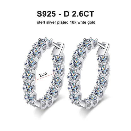 2.6ct D Color Moissanite Earring 925 Sterling Sliver Plated White Gold  Earring