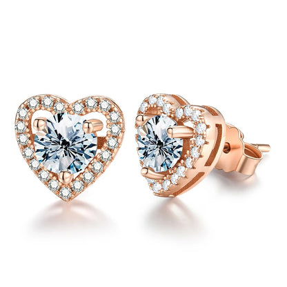 0.5CT D Color Moissanite Diamond Heart Earrings925 Sterling Silver