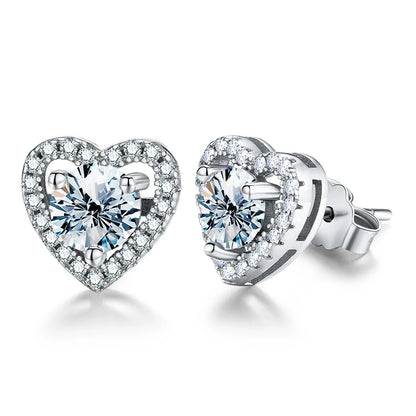 0.5CT D Color Moissanite Diamond Heart Earrings925 Sterling Silver